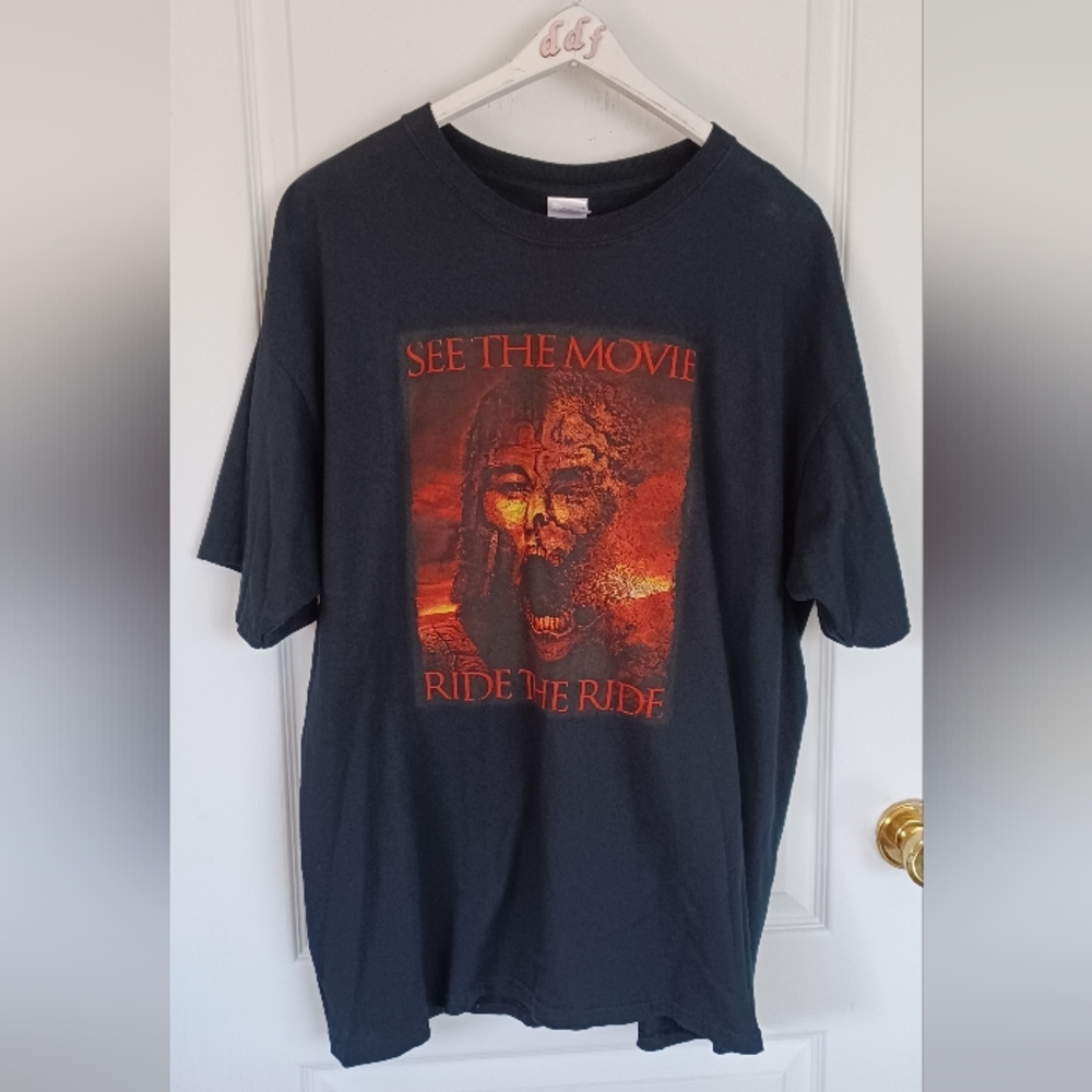 "SEE THE MOVIE RIDE THE RIDE" THE MUMMY TOMB OF THE DRAGON EMPEROR XL BLACK TEE